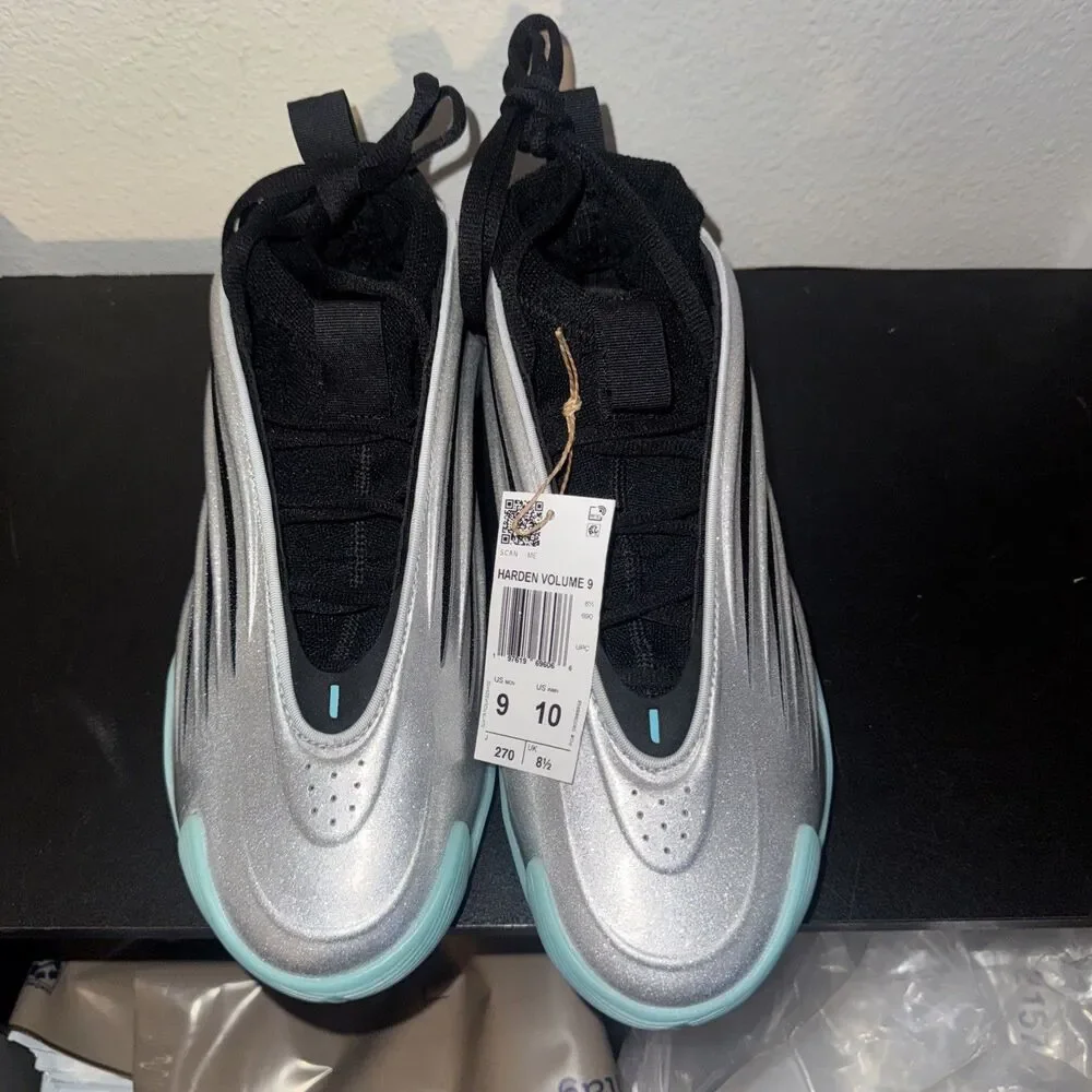 Adidas Harden Volume 9 Basketball Shoes In Silver/Aqua/Black Men's US 9 (JS1028)